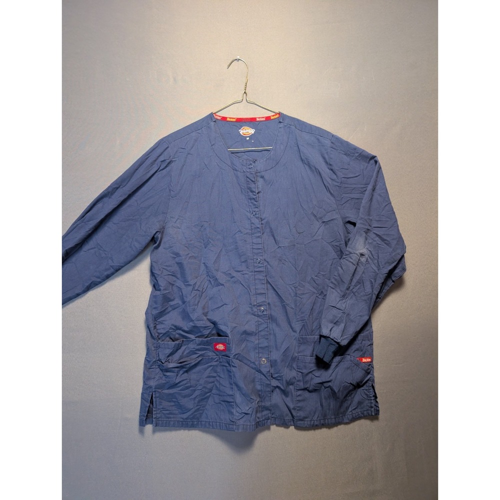 Dickies Eds Signature Scrub Jacket Womens Navy Blue Missy Fit Warm Up Snap Front